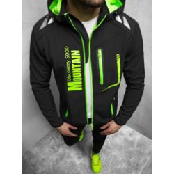 Juoda vyriška striukė su žaliomis detalėmis Ero