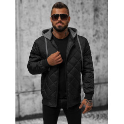 Akcija Juoda vyriška striukė su gobtuvu Lator