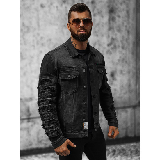 Black denim jacket Roter NB/MJ523N - Men's Jackets and Coats Black denim jacket Roter NB/MJ523N