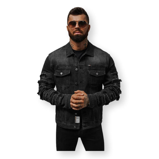 Black denim jacket Roter NB/MJ523N - Men's Jackets and Coats Black denim jacket Roter NB/MJ523N
