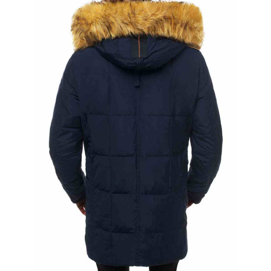 Men's dark blue winter jacket with fur hood Remal JB/JP1096 - For men Men's dark blue winter jacket with fur hood Remal JB/JP1096