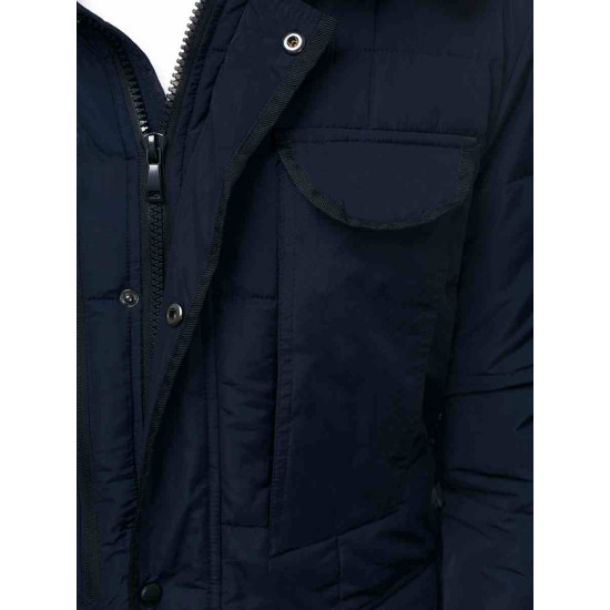 Men's dark blue winter jacket with fur hood Remal JB/JP1096 - For men Men's dark blue winter jacket with fur hood Remal JB/JP1096
