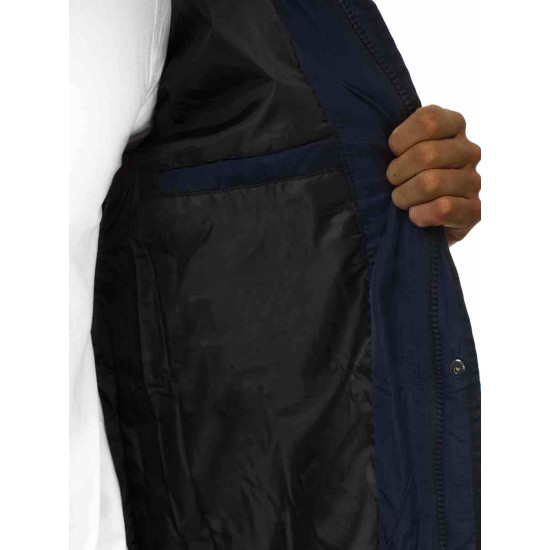 Men's dark blue winter jacket with fur hood Remal JB/JP1096 - For men Men's dark blue winter jacket with fur hood Remal JB/JP1096