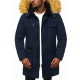 Men's dark blue winter jacket with fur hood Remal JB/JP1096 - For men Men's dark blue winter jacket with fur hood Remal JB/JP1096