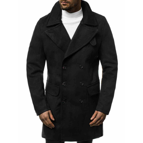 Stylish black autumn mens coat Nova JB/1048Z - Mens Jackets and Coats Stylish black autumn mens coat Nova JB/1048Z