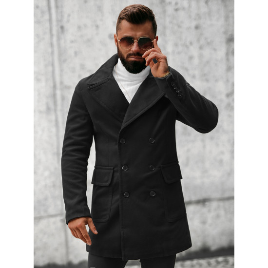 Stylish black autumn mens coat Nova JB/1048Z - Mens Jackets and Coats Stylish black autumn mens coat Nova JB/1048Z