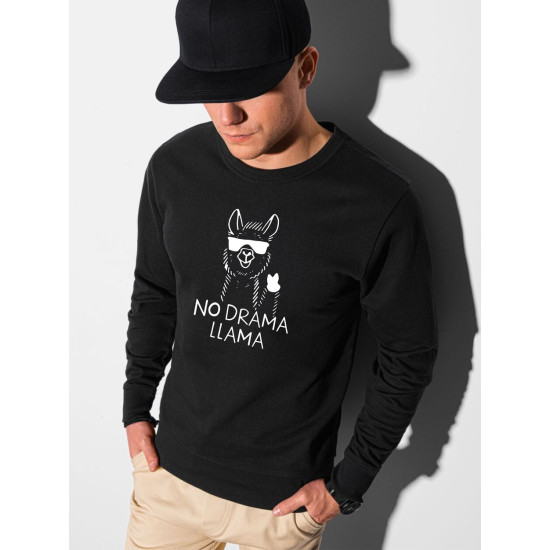 Juodos spalvos džemperis No drama Llama B1153 Premium