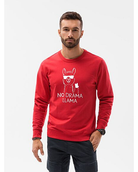 Raudonos spalvos džemperis No drama Llama