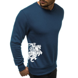 Akcija: Vyriškas džemperis - tamsiai mėlynas su herbu ant šono Vytis
