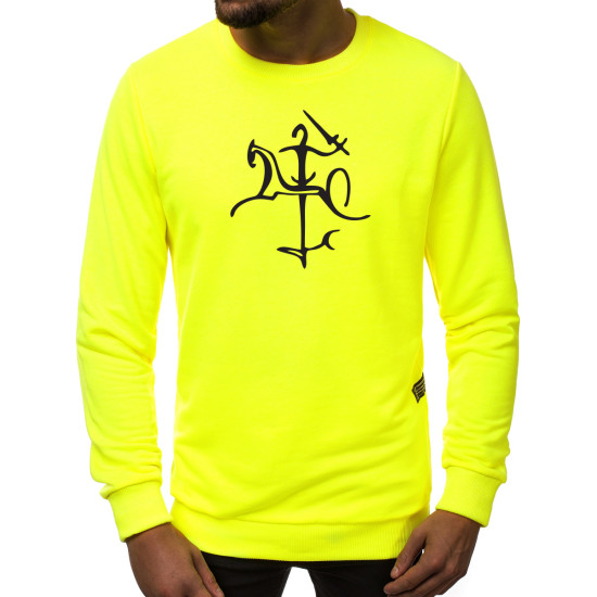 Yellow neon mens jumper with Vytis styling 2001-10