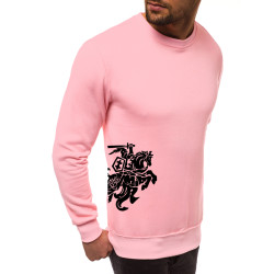 Vyriškas džemperis - šviesiai rožinis su herbu ant šono Vytis