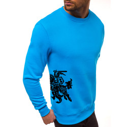 Vyriškas džemperis - šviesiai mėlynas su juodu herbu ant šono Vytis