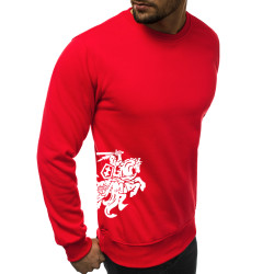 Akcija Vyriškas džemperis - raudonas su herbu ant šono Vytis