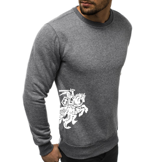 Mens jumper - dark gray with coat of arms on the side Vytis 2001-10 - Mens Sweaters| Sweaters online Mens jumper - dark gray with coat of arms on the side Vytis 2001-10