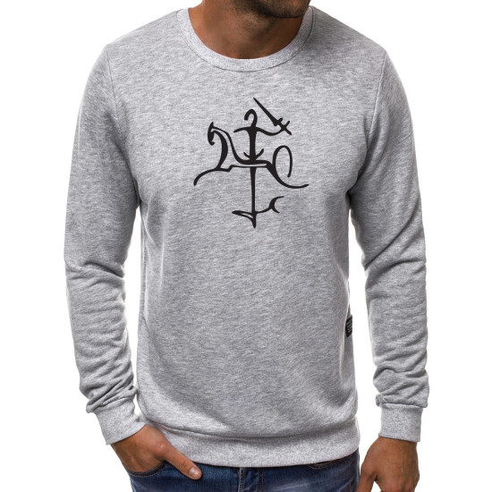 Mens light gray jumper with Vytis style 2001-10 - Mens Sweaters| Sweaters online Mens light gray jumper with Vytis style 2001-10