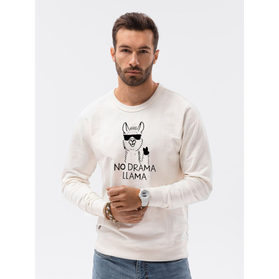 Balts džemperis No drama Lama B1153 - Vīriešu džemperi| Džemperi tiešsaistē Balts džemperis No drama Lama B1153 Premium