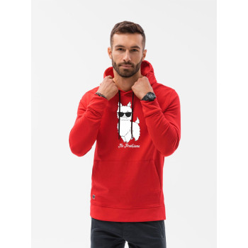 Red color sweatshirt with a hood No ProbLlama