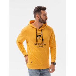 Dzeltens vīriešu džemperis ar kapuci No drama Llama