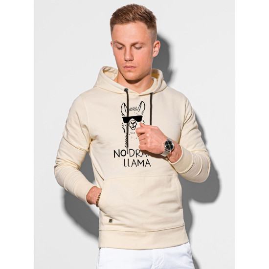 Yellow colored jumper with a hood No drama Llama B1154 - Mens Sweaters| Sweaters online Yellow colored jumper with a hood No drama Llama B1154 Premium