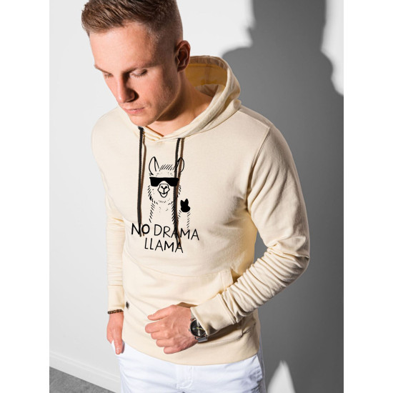 Yellow colored jumper with a hood No drama Llama B1154 - Mens Sweaters| Sweaters online Yellow colored jumper with a hood No drama Llama B1154 Premium