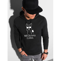 Melns vīriešu džemperis ar kapuci No drama Llama"