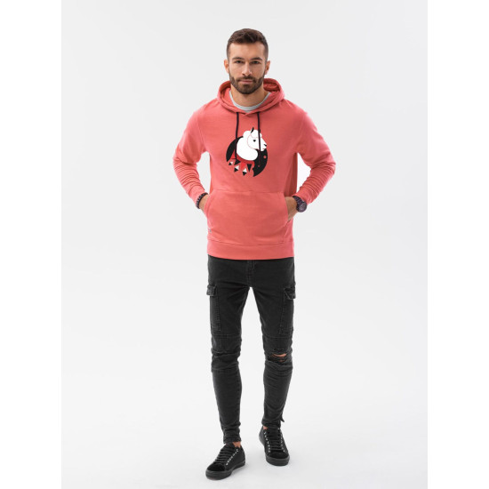 Pink sweatshirt with a hood Lama B1154 - Mens Sweaters| Sweaters online Pink sweatshirt with a hood Lama B1154 Premium