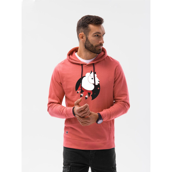 Pink sweatshirt with a hood Lama B1154 - Mens Sweaters| Sweaters online Pink sweatshirt with a hood Lama B1154 Premium
