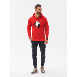Raudonos spalvos džemperis su gobtuvu Lama