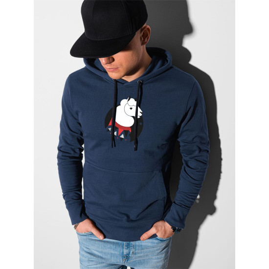 Dark blue hooded sweater Lama B1154 - Mens Sweaters| Sweaters online Dark blue hooded sweater Lama B1154 Premium