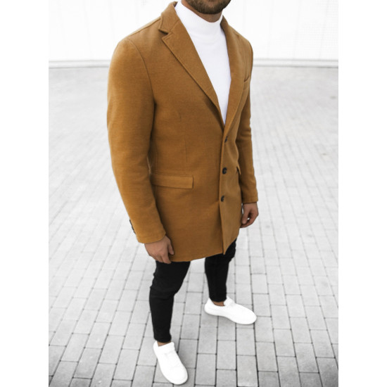 Elegantiškas rudas vyriškas paltas Sugal JB/1047Z - Akcija Elegantiškas rudas vyriškas paltas Sugal JB/1047Z
