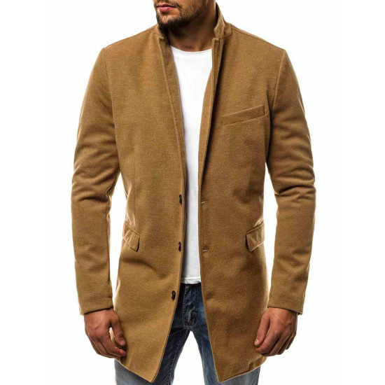 Elegantiškas rudas vyriškas paltas Sugal JB/1047Z - Akcija Elegantiškas rudas vyriškas paltas Sugal JB/1047Z