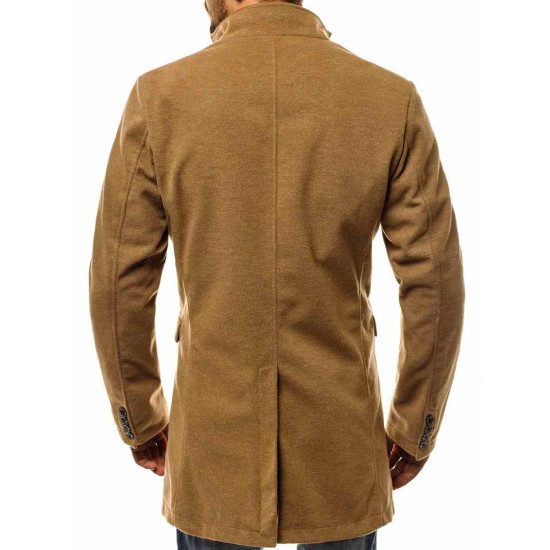 Elegantiškas rudas vyriškas paltas Sugal JB/1047Z - Akcija Elegantiškas rudas vyriškas paltas Sugal JB/1047Z