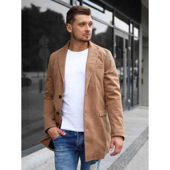 Elegantiškas rudas vyriškas paltas Sugal JB/1047Z - Akcija Elegantiškas rudas vyriškas paltas Sugal JB/1047Z