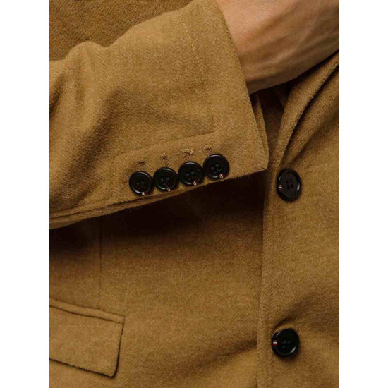Elegantiškas rudas vyriškas paltas Sugal JB/1047Z - Akcija Elegantiškas rudas vyriškas paltas Sugal JB/1047Z