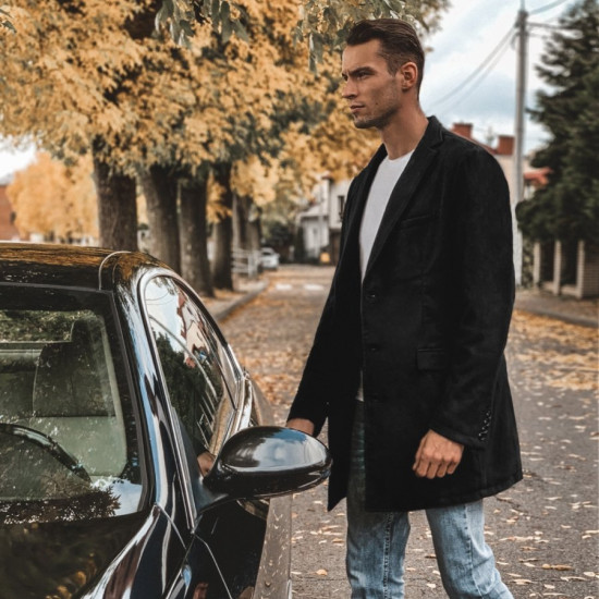 Elegantiškas juodas vyriškas paltas Sugal JB/1047Z