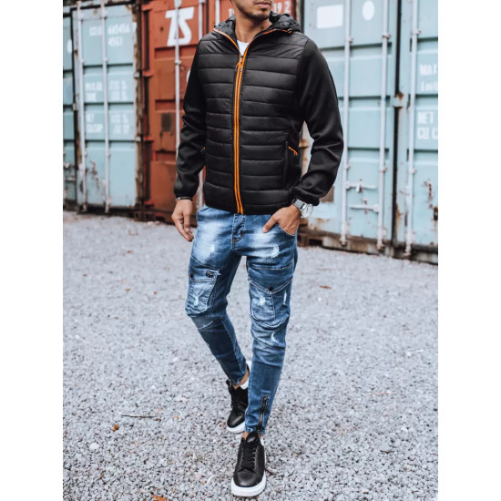 Mens black jacket with orange details Olen TX3785 - Mens Jackets and Coats Mens black jacket with orange details Olen TX3785
