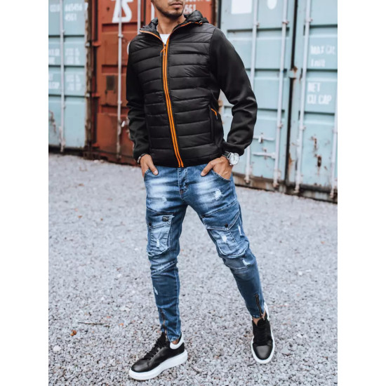 Mens black jacket with orange details Olen TX3785 - Mens Jackets and Coats Mens black jacket with orange details Olen TX3785