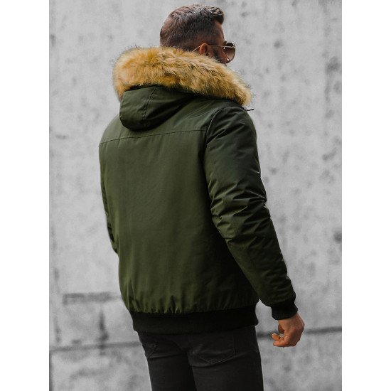 Bomber-style winter green men's jacket Lemor JS/201901 - Men's Jackets and Coats Bomber-style winter green men's jacket Lemor JS/201901