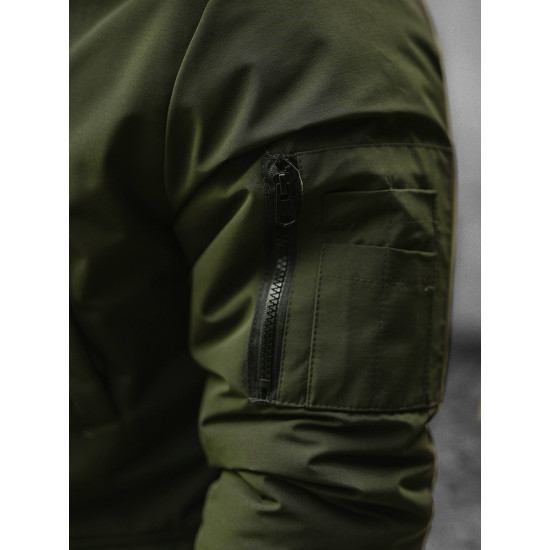 Bomber-style winter green men's jacket Lemor JS/201901 - Men's Jackets and Coats Bomber-style winter green men's jacket Lemor JS/201901