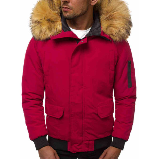 Bomber-style winter burgundy men's jacket Lemor JS/201901 - Men's Jackets and Coats Bomber-style winter burgundy men's jacket Lemor JS/201901