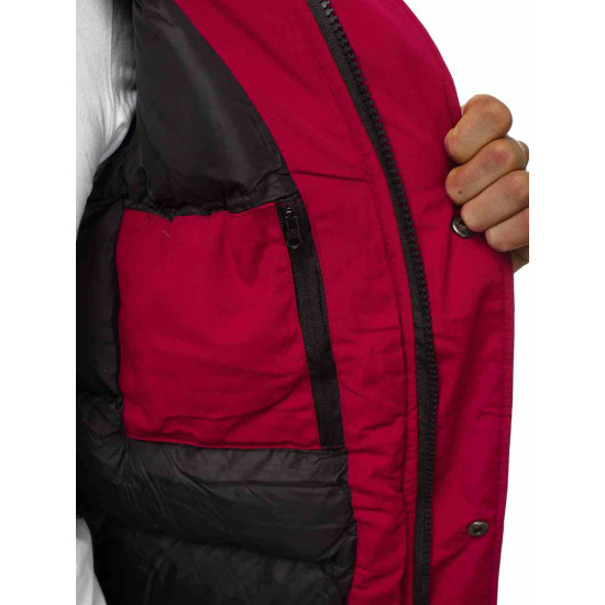 Bomber-style winter burgundy men's jacket Lemor JS/201901 - Men's Jackets and Coats Bomber-style winter burgundy men's jacket Lemor JS/201901