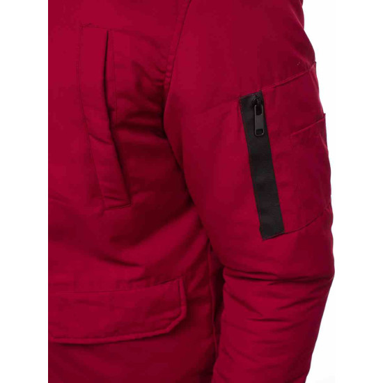 Bomber-style winter burgundy men's jacket Lemor JS/201901 - Men's Jackets and Coats Bomber-style winter burgundy men's jacket Lemor JS/201901