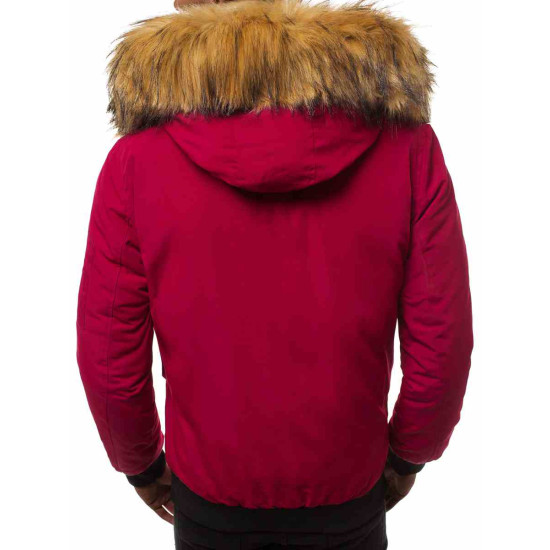 Bomber-style winter burgundy men's jacket Lemor JS/201901 - Men's Jackets and Coats Bomber-style winter burgundy men's jacket Lemor JS/201901
