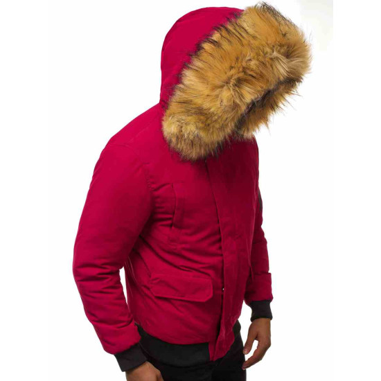 Bomber-style winter burgundy men's jacket Lemor JS/201901 - Men's Jackets and Coats Bomber-style winter burgundy men's jacket Lemor JS/201901