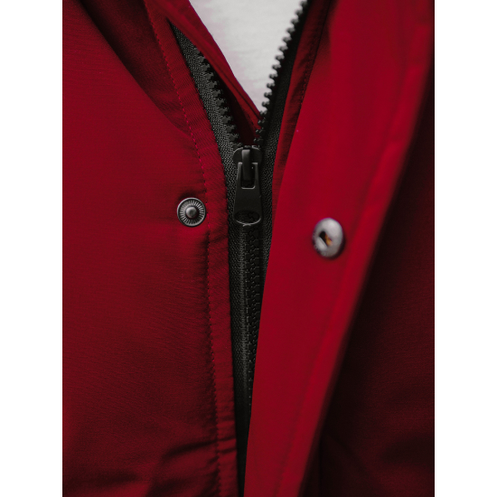 Bomber-style winter burgundy men's jacket Lemor JS/201901 - Men's Jackets and Coats Bomber-style winter burgundy men's jacket Lemor JS/201901