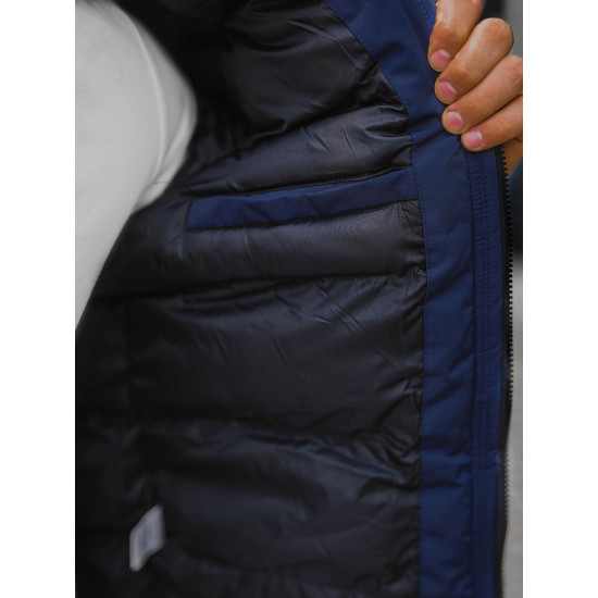 Bomber-style winter dark blue men's jacket Lemor JS/201901 - Men's Jackets and Coats Bomber-style winter dark blue men's jacket Lemor JS/201901