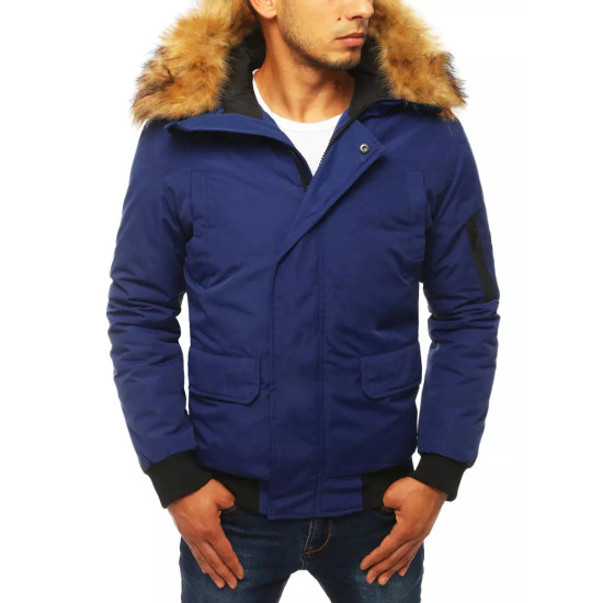 Bomber-style winter dark blue men's jacket Lemor JS/201901 - Men's Jackets and Coats Bomber-style winter dark blue men's jacket Lemor JS/201901
