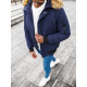 Bomber-style winter dark blue men's jacket Lemor JS/201901 - Men's Jackets and Coats Bomber-style winter dark blue men's jacket Lemor JS/201901