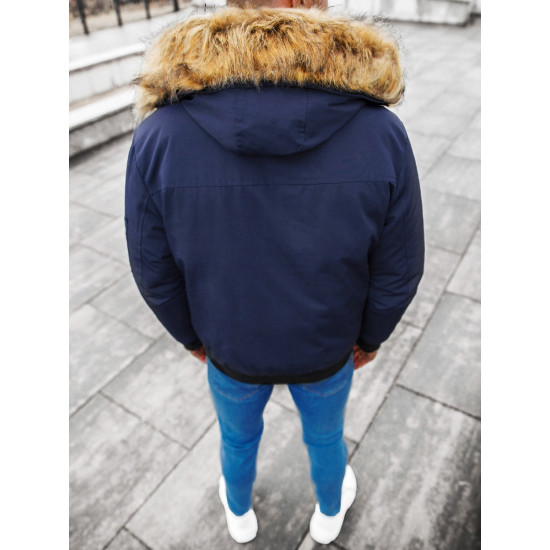 Bomber-style winter dark blue men's jacket Lemor JS/201901 - Men's Jackets and Coats Bomber-style winter dark blue men's jacket Lemor JS/201901