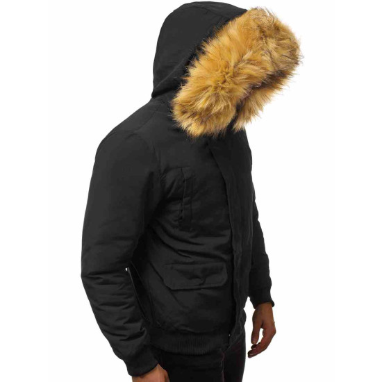Kurtka zimowa Bomber dla mężczyzn Lemor czarny JS/201901 - Kurtki i płaszcze męskie Kurtka zimowa Bomber dla mężczyzn Lemor czarny JS/201901